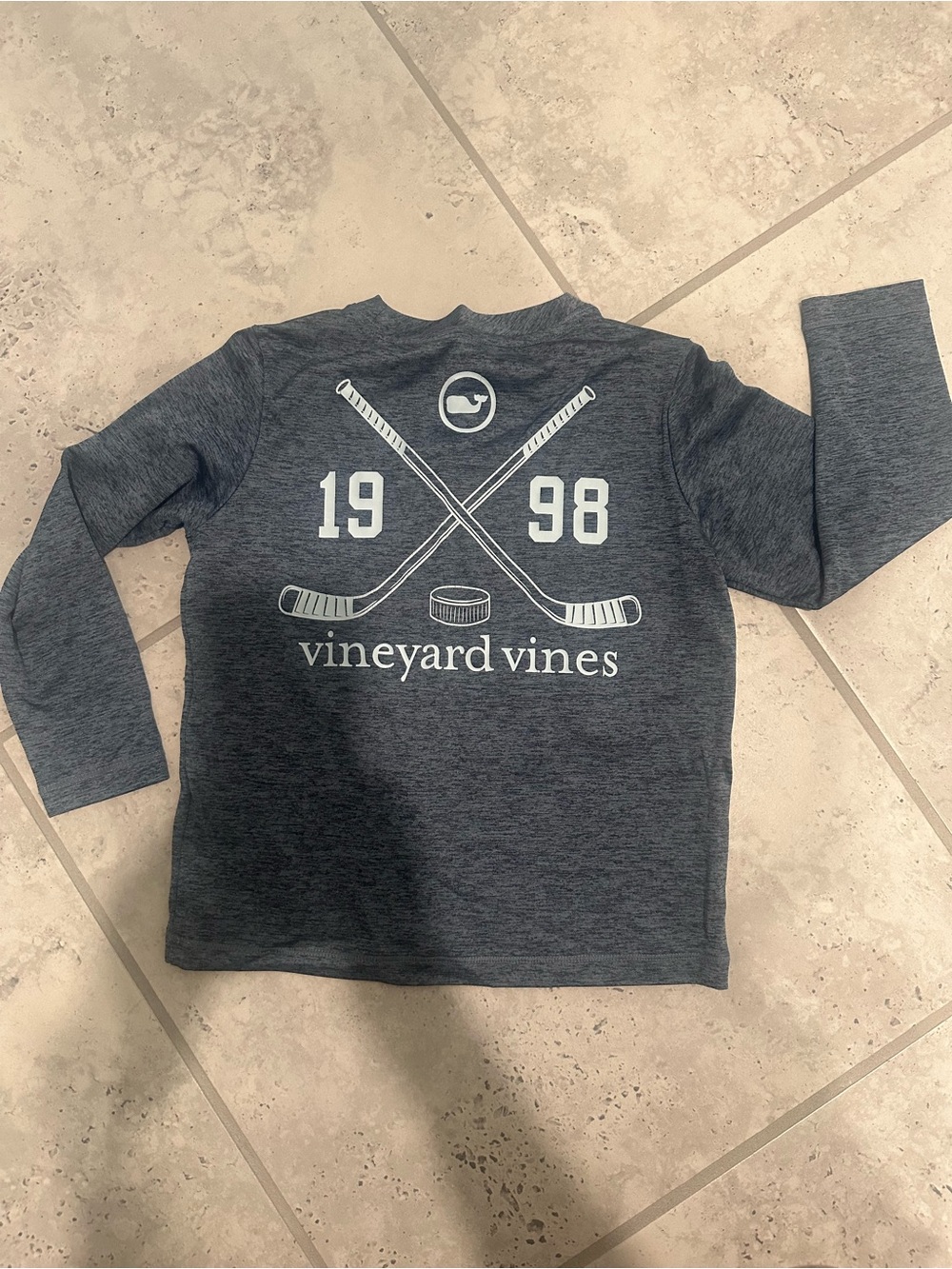 Vineyard Vines Navy Heather Long-Sleeve Hockey Graphic Tee